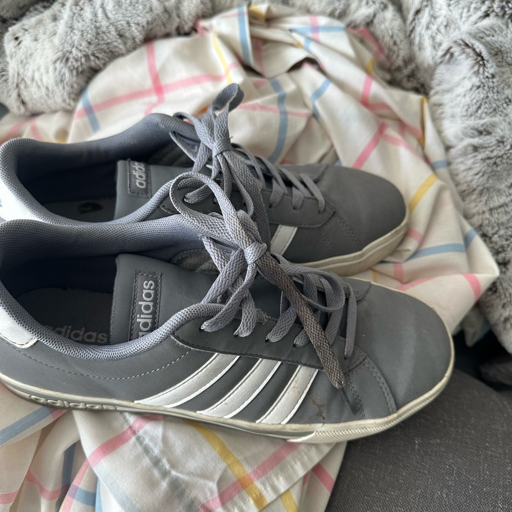 Adidas Gray Sneakers with White Stripes